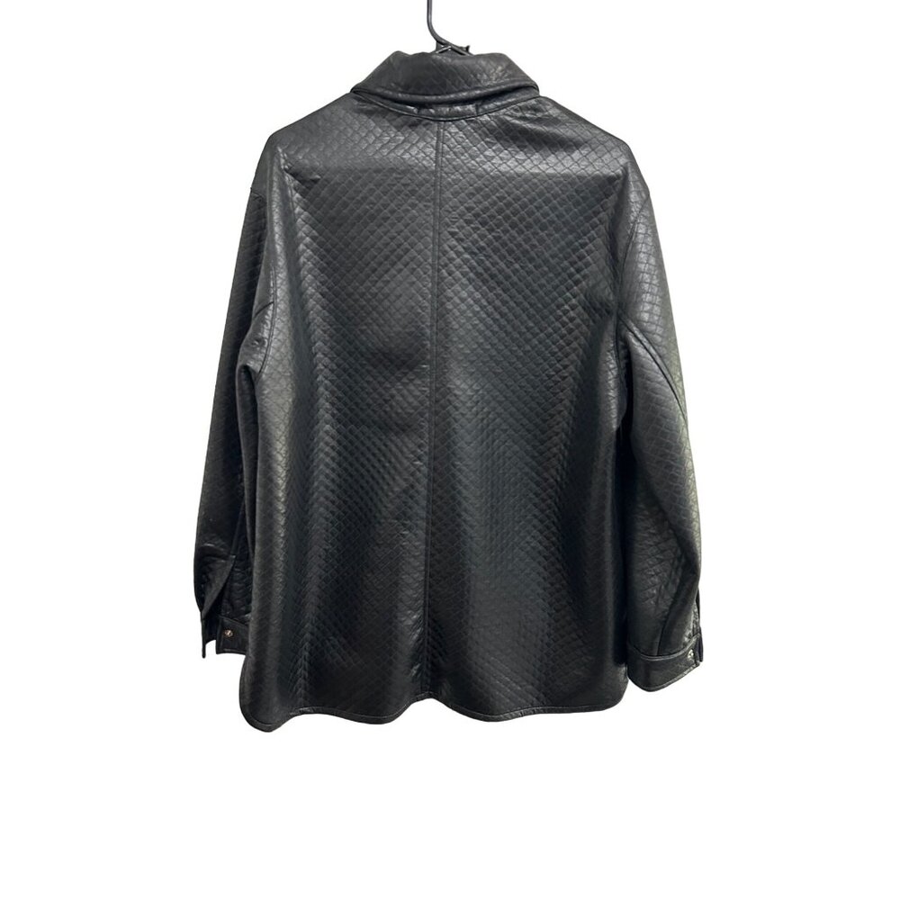Robert Krugman Womens Quilted Faux Leather Jacket Black Large View 2